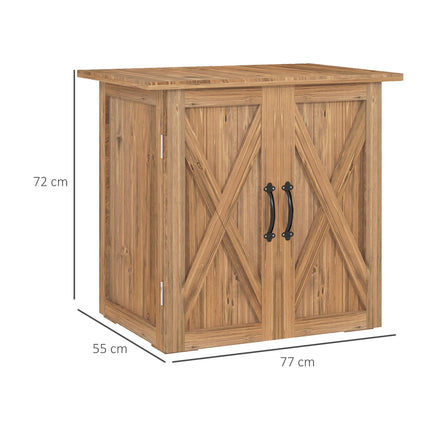 Garden Shed, Double Doors, Natural Wood, 77x55x72 cm, Brown
