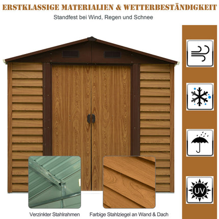 Outdoor garden tool shed, Wood Grain Look, 152x236x209 cm