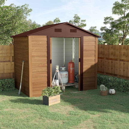 Outdoor garden tool shed, Wood Grain Look, 152x236x209 cm
