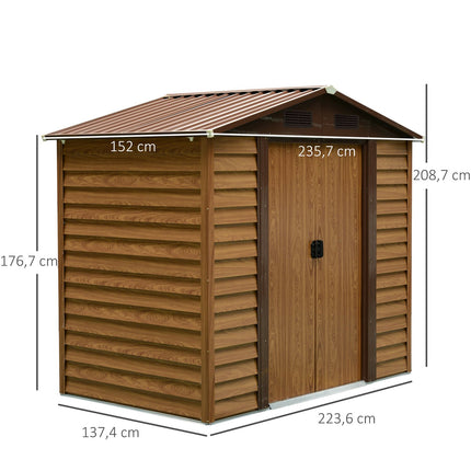 Outdoor garden tool shed, Wood Grain Look, 152x236x209 cm