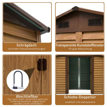 Outdoor garden tool shed, Wood Grain Look, 152x236x209 cm