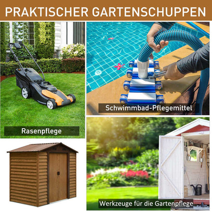 Outdoor garden tool shed, Wood Grain Look, 152x236x209 cm