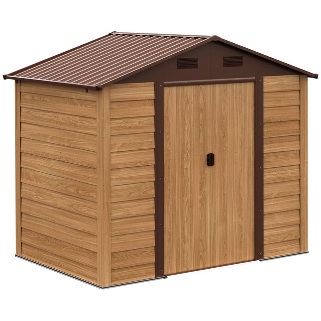 Steel garden shed with windows, weatherproof sliding doors
