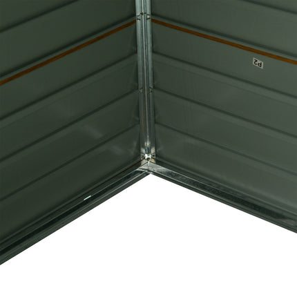 Steel garden shed with windows, weatherproof sliding doors