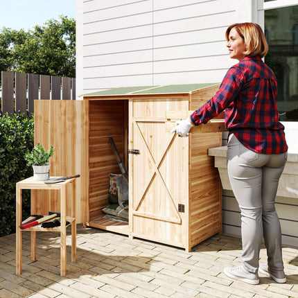 Garden Shed with Side Table, Fir Wood, 140 x 75 x 157 cm