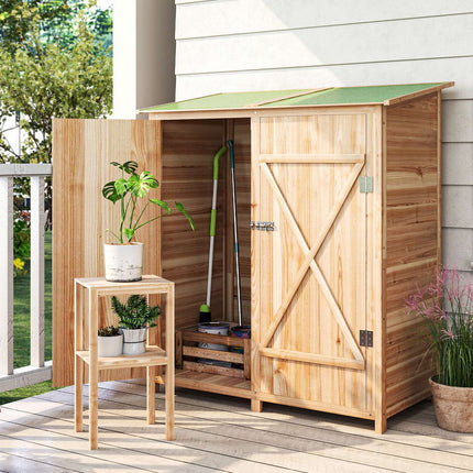 Garden Shed with Side Table, Fir Wood, 140 x 75 x 157 cm