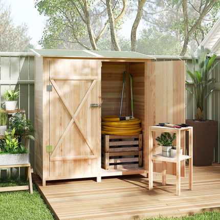 Garden Shed with Side Table, Fir Wood, 140 x 75 x 157 cm