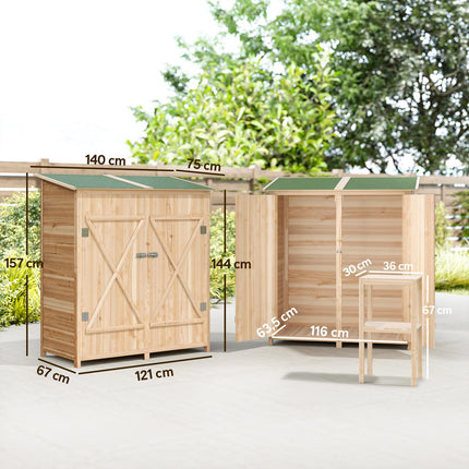Garden Shed with Side Table, Fir Wood, 140 x 75 x 157 cm