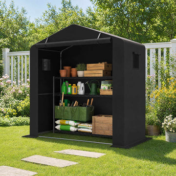 Garden Shed with Zipper Door, Galvanized Frame, 190x95x194 cm