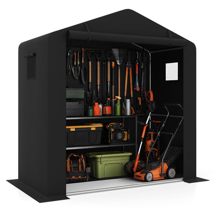 Garden Shed with Zipper Door, Galvanized Frame, 190x95x194 cm