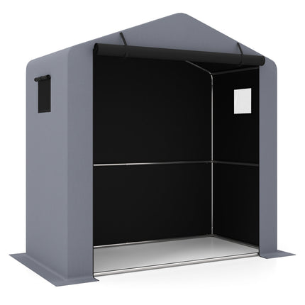 Garden Shed with Zippered Door, Galvanized Frame, Silver
