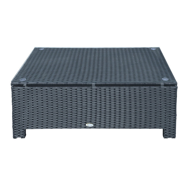 Outdoor coffee table in polyrattan, weatherproof, black 85x50x39 Cm