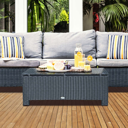 Outdoor coffee table in polyrattan, weatherproof, black 85x50x39 Cm