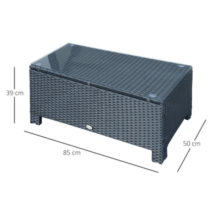 Outdoor coffee table in polyrattan, weatherproof, black 85x50x39 Cm