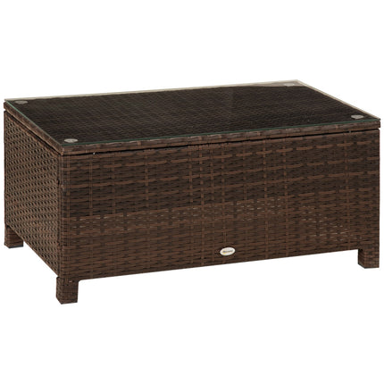 Weather-resistant outdoor coffee table in poly rattan, brown, 85x50x39 Cm