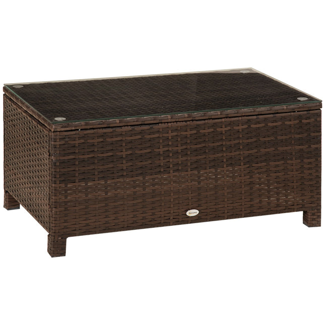 Weather-resistant outdoor coffee table in poly rattan, brown, 85x50x39 Cm