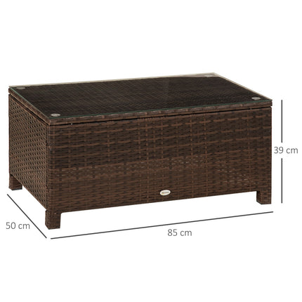 Weather-resistant outdoor coffee table in poly rattan, brown, 85x50x39 Cm