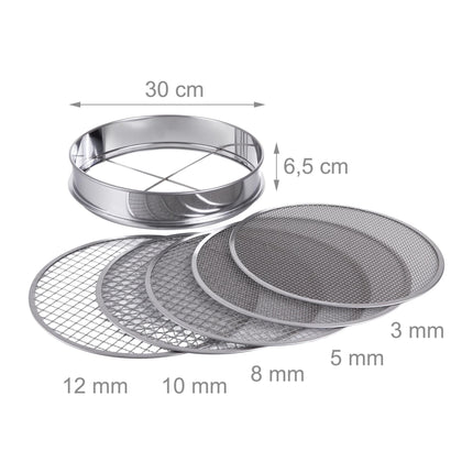 Garden Sieve 5-in-1 Set, Stainless Steel, Ø 30 cm