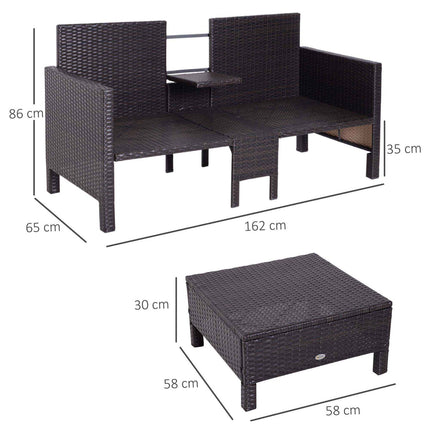 Brown polyrattan garden sofa set with cushions