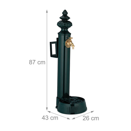 Garden Standing Fountain, 83 cm – Tap, Basin, Hose Holder