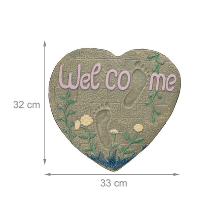 Garden Steps Stone Heart "Welcome"