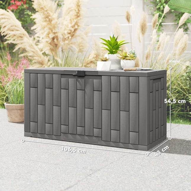 Garden Storage Box, 227L, Waterproof, Lockable, Gray