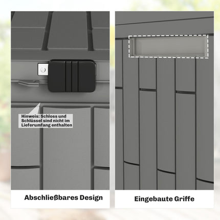 Garden Storage Box, 227L, Waterproof, Lockable, Gray