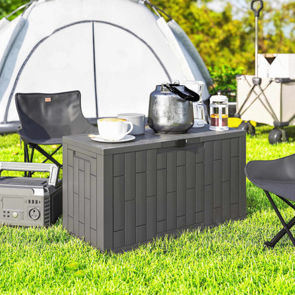 Garden Storage Box, 227L, Waterproof, Lockable, Gray