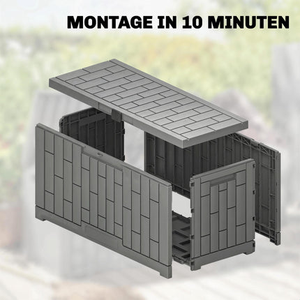 Garden Storage Box, 227L, Waterproof, Lockable, Gray