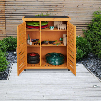 Garden Storage Cabinet with Roofing Felt, Weather-Resistant