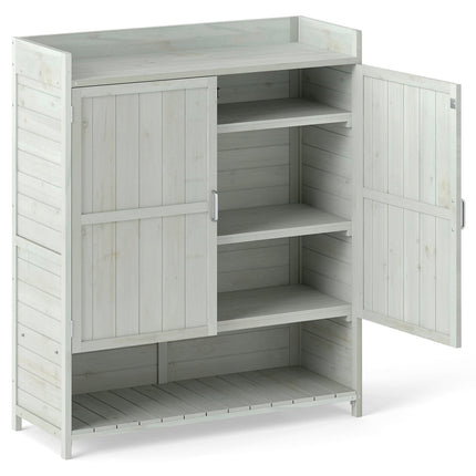 Garden Storage Cabinet with Worktop & Adjustable Shelves