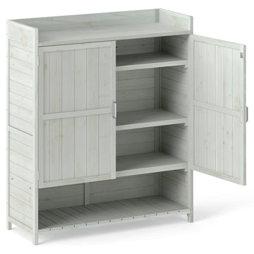 Garden Storage Cabinet with Worktop & Adjustable Shelves