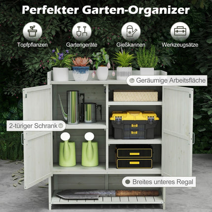 Garden Storage Cabinet with Worktop & Adjustable Shelves