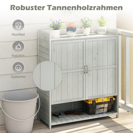 Garden Storage Cabinet with Worktop & Adjustable Shelves