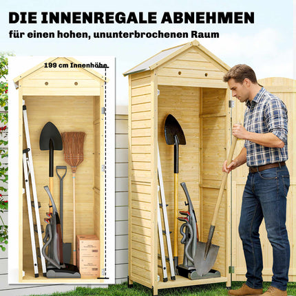 Garden Storage Shed, Tall Wooden Cabinet with Adjustable Shelves