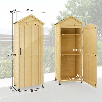 Garden Storage Shed, Tall Wooden Cabinet with Adjustable Shelves