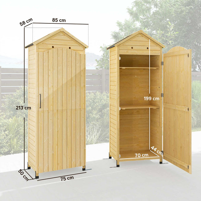 Garden Storage Shed, Tall Wooden Cabinet with Adjustable Shelves