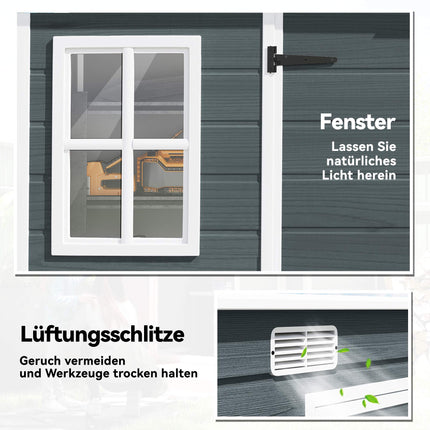 Garden Storage Shed with Windows, Lockable Doors, 3.2m²