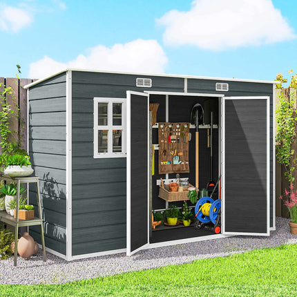 Garden Storage Shed with Windows, Lockable Doors, 3.2m²