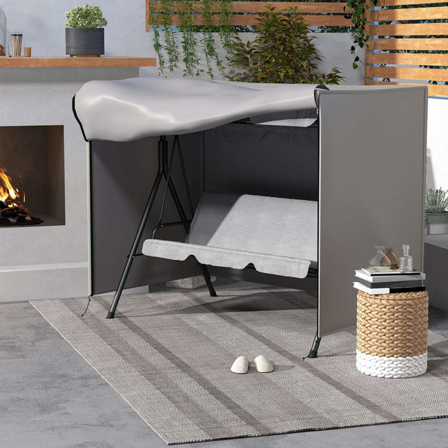 Waterproof garden swing, sun protection, grey, 205x124x164 Cm