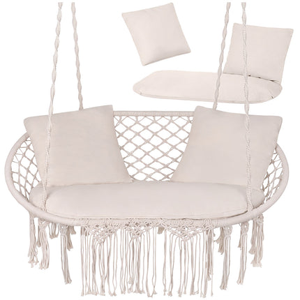 Garden Swing Cushion Set for 2, Cream, Polyester-Cotton