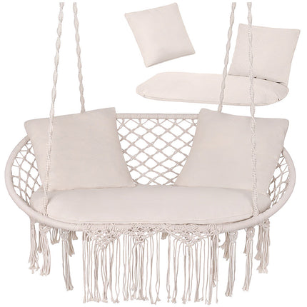 Garden Swing Cushion Set for 2, Cream, Polyester-Cotton