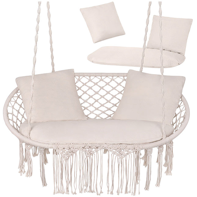 Garden Swing Cushion Set for 2, Cream, Polyester-Cotton