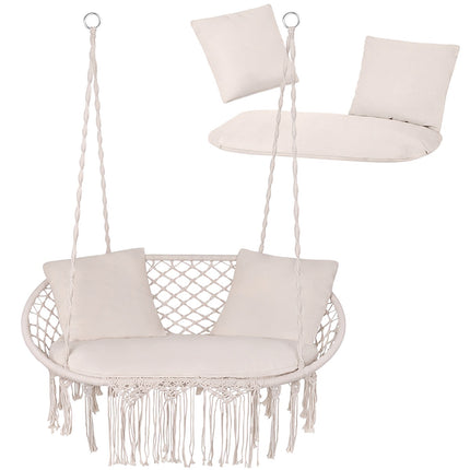 Garden Swing Cushion Set for 2, Cream, Polyester-Cotton