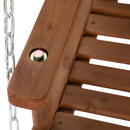 Garden swing in solid wood for 2, green, with roof cover