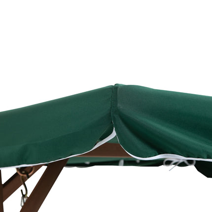 Garden swing in solid wood for 2, green, with roof cover