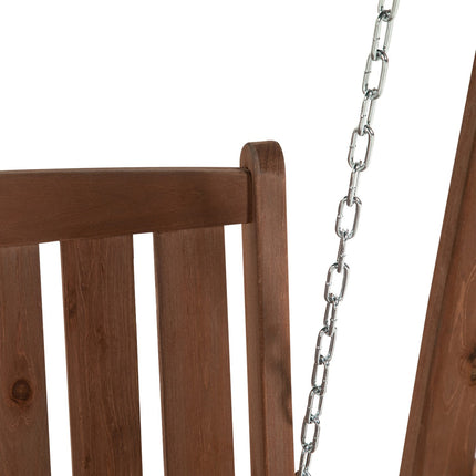 Garden swing in solid wood for 2, green, with roof cover