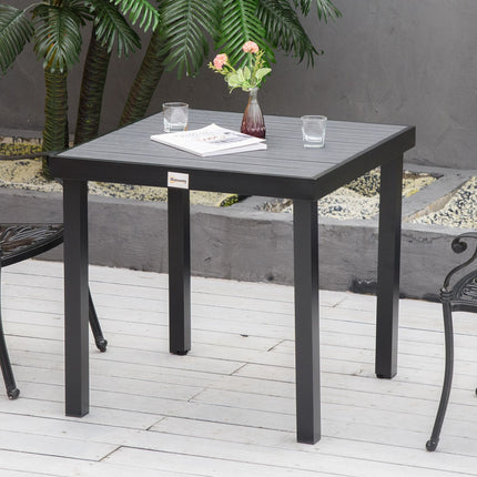 Compact outdoor dining table for 4 - Black aluminum 80x80x74 cm