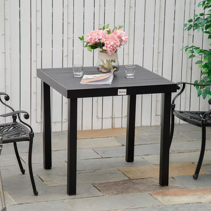 Compact outdoor dining table for 4 - Black aluminum 80x80x74 cm