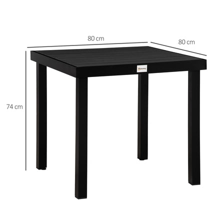 Compact outdoor dining table for 4 - Black aluminum 80x80x74 cm